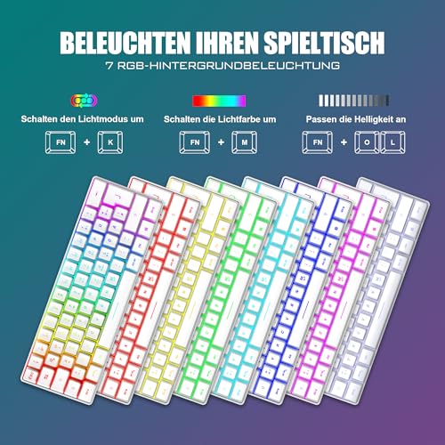 RedThunder 60% RGB Verkabelte Gaming Tastatur und Maus Set, 7200 DPI, Mini Gaming Tastatur, 62 Tasten, DE Layout… – Ansicht 3
