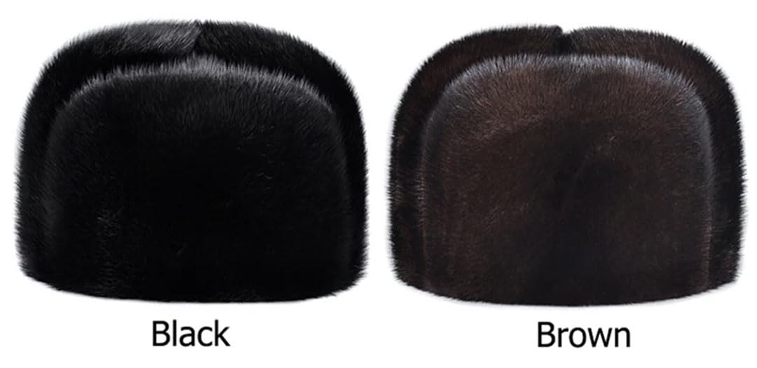 Gorro de invierno para hombre, de piel de visón, grueso y cálido, gorro de piel de invierno, gorro de regalo, gorro de calidad, Café 1, 59-61
