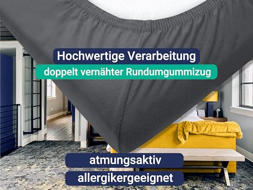 Marie´s Home 2er Pack Kissenbezug für Nackenstützkissen - Kopfkissenbezug für Nackenkissen - Spannbezug und Kissenbezug 1627.2372, M (35-40 x 55-60 cm), anthrazit