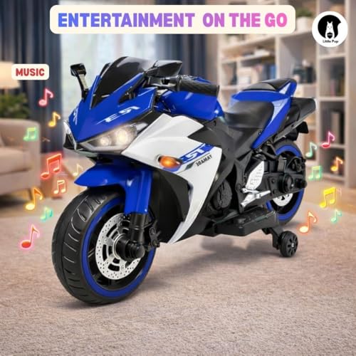 Image of LITTLE PUP Battery Operated Ride-On Bike for Kids with Lights, Music & Realistic Driving Experience - Stylish Design
