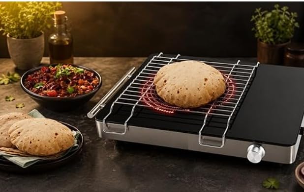 Image of Induction Infrared Grill Stand for Cooktop | Stainless Steel Universal Flame Diffuser Plate | Heat Diffuser for Gas & Induction Stove | Roti, Chapati, BBQ, Tandoor Grill Rack