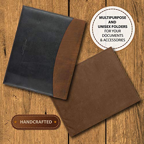 Pad Folio/ Resume Portfolio Folder Men Women| Interview Legal Document Organizer & Business Card Holder| A4 Sized Pockets Inside|Handmade In Cow Leather Black Brown By The Leather Warehouse #TOP2