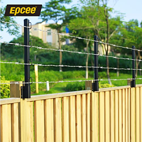 Epcee Fence Post Extender, 23.5" Fence Barbed Wire Extend Arm,for Outdoor Fences to Increase Height, Protect Privacy and Pets Jumping Off (Wooden Wall-4 Pack)