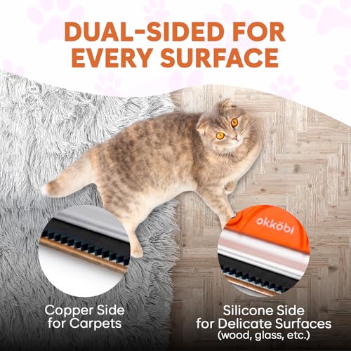 Carpet Rake for Pet Hair Removal – Carpet Scraper & Pet Fur Rake – Dog & Cat - Animal Fur Broom for Rugs & Furniture with Adjustable Lengths - Orange & Black by OKKÖBI - Image 5