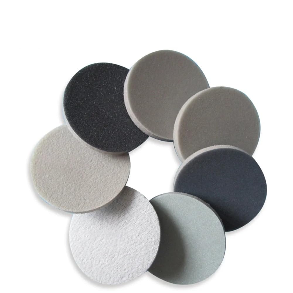 2" Inch 50MM Wet and Dry Flocked Disc Water Aand White Sand Abrasives Self-Adhesive Sponge Sanding Disc 300-3000 Grit for,300-400 Grit