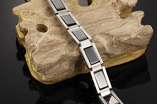 Coco Park Stainless Steel Adjustable Chain Cuff Bangle Heathy Hematite Magnetic Stone Bracelet 8 5/8 Inch #TOP4