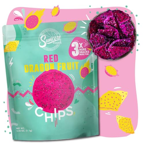 Suncore Foods Red Dragon Fruit Chips & Snacks, 5.32oz (2 Pack), Gluten Free, Non-GMO - Thumbnail 3