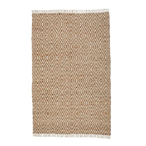 Pebble & Crane - Durham Rug - Woven Throw Rug - Jute And Cotton - Area Rug For Kitchen, Living Room, Bedroom, And More - Solid Trim - 27” X 45” - Natural And Beige #TOP1