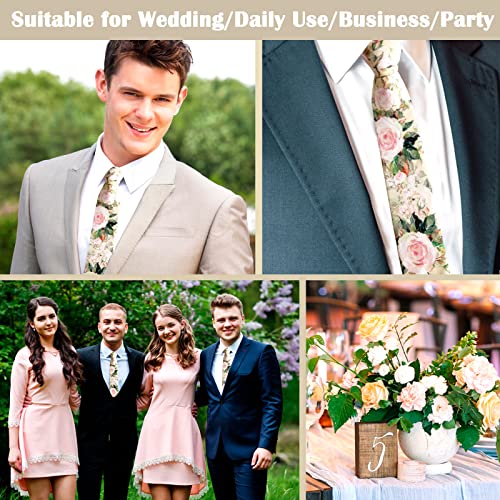 Image of Mantieqingway Men's Cotton Floral Neck Tie 2.56'' Printed Skinny Tie