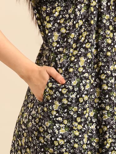Image of Rupa Jon Aishwarya Women Short Printed Nighty in Premium Cotton Blend Fabric, Midi Length, Night Dress, Three-Fourth Length for Comfortable Everyday Wear