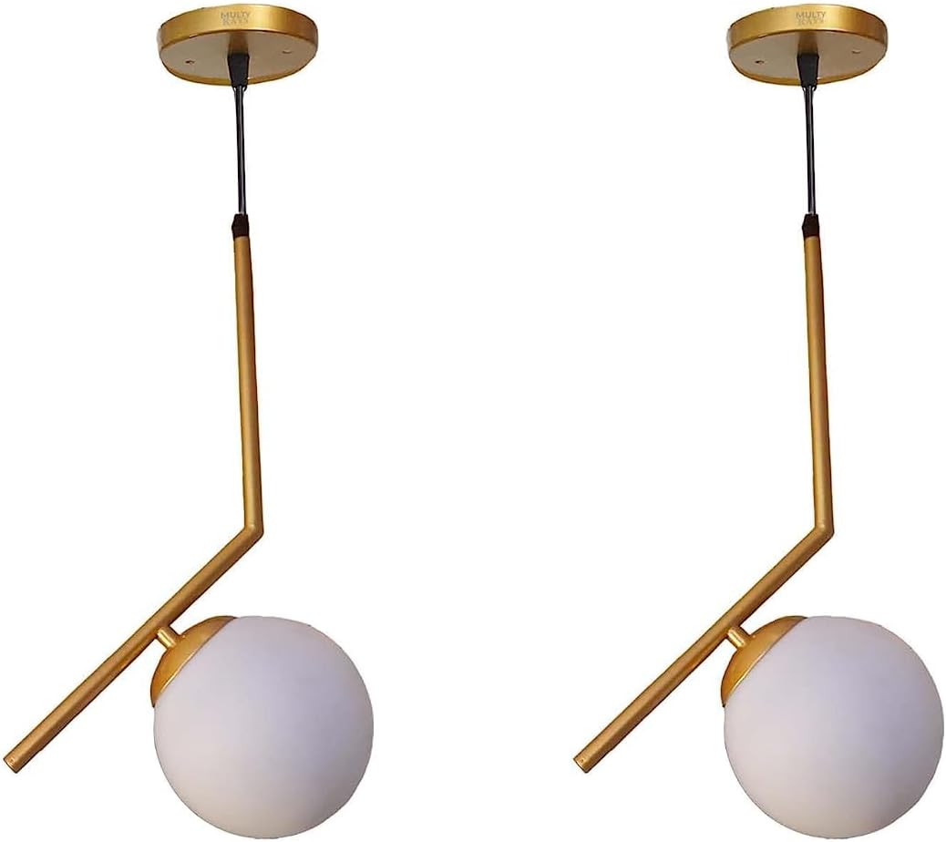 ATHARV DECOR Globe Shape White Glass with Metal, Elbow Design Band, Metal Base Wall Lamp, Light, Sconce with LED Colour Changing Bulb-White, Warm White and Neutral White(E27 Holder) Pack of 2