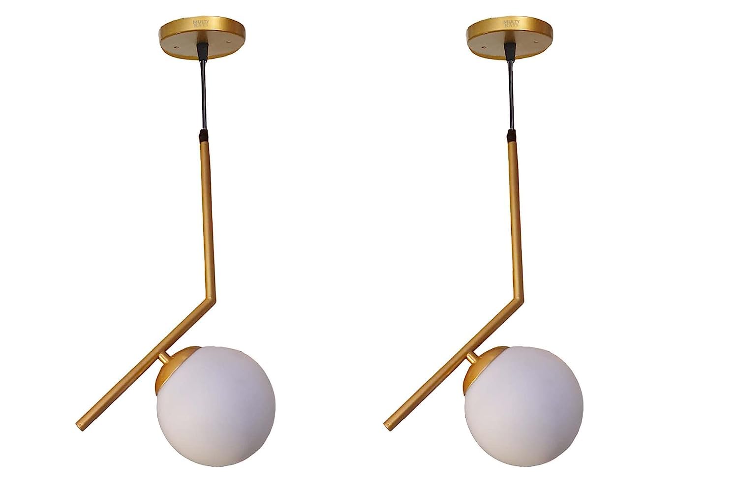 ATHARV DECOR Globe Shape White Glass with Metal, Elbow Design Band, Metal Base Wall Lamp, Light, Sconce with LED Colour Changing Bulb-White, Warm White and Neutral White(E27 Holder) Pack of 2