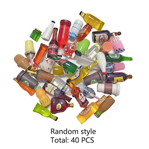 Juland 40Pcs Miniature Mini Beer Drinks Decoration Dollhouse Beer Glass Mixed Wine Resin Sets Simulation Instant Model Scene Tableware Dolls House – Random Pattern #TOP1