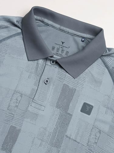 Image of TECHNOSPORT Men's Slim Fit Printed Half Sleeve Polo T-Shirt with Matpiq for Casual & Regular Use