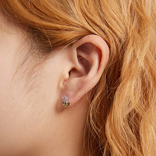 Boucles d'oreilles fleur argent 925 clous d'oreilles diamant simulation femme - 5