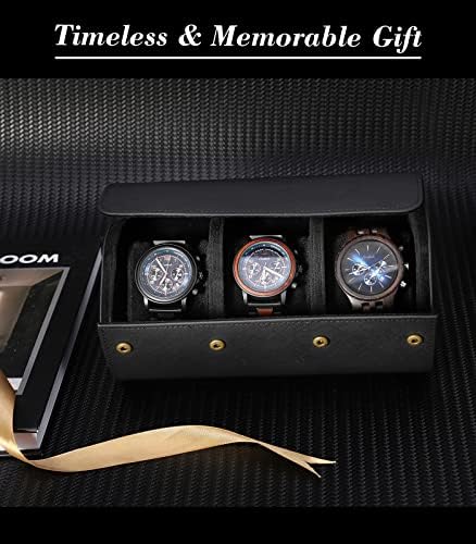 Emibele Watch Roll Travel Watch Case, PU Leather Watch Case for Men and Women, Watch Storage Box with Removable Pillow for Home Storage, Travel and Display