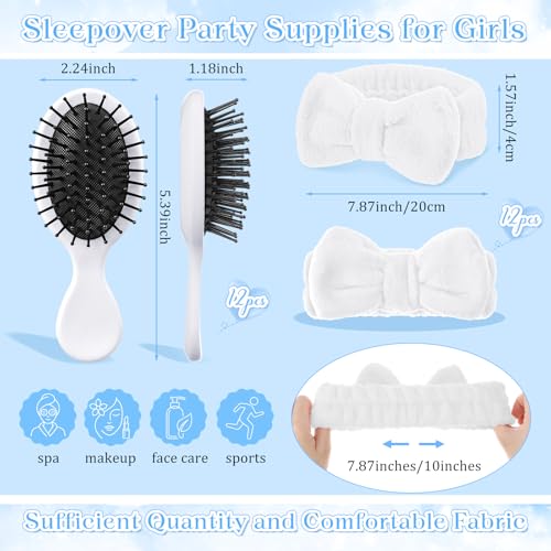 Yiyiring 24 Pcs Spa Headbands For Girl And Mini Hair Brush Bulk,White #TOP25