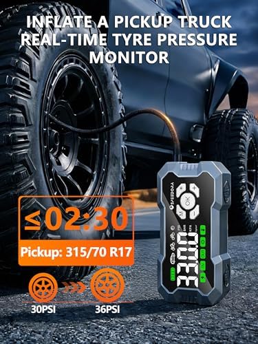 SPEEDORA 12-in-1 Car Battery Booster Jump Starter with Air Compressor, 8000A Booster Pack,160PSI 12V Portable Air Compressor Tire Inflator for Car Tires, LED Emergency Light All Gas/12L Diesel — view 3