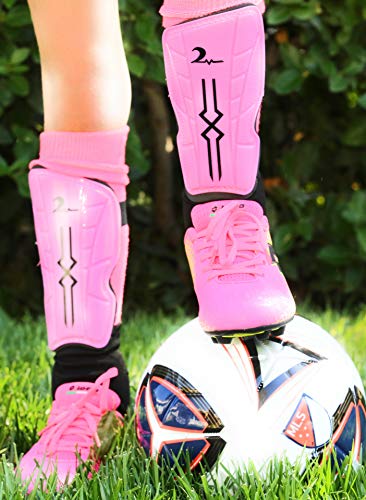 Swell Relief Soccer Shin Guards For Kids/Soccer Gear For Boys Girls/Protective Soccer Equipment/Adjustable Straps (Pink, Medium) #TOP5