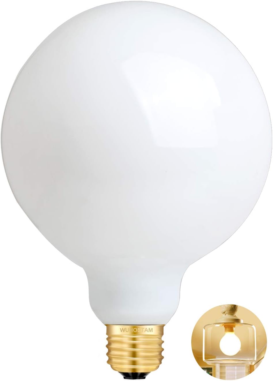 WUHOSTAM 12W Dimmable LED Large Globe Bulb,2700K Warm White E26 Base,80W Equivalent 800LM Vintage Edison G125 Large Milky Pearl Glass LED Filament Light Bulbs, Smooth Dimming Version,1 Pack