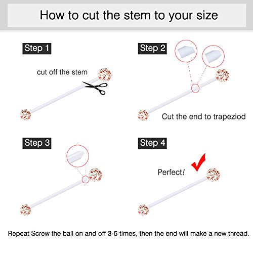 JFORYOU Pregnancy Maternity Flexible Bioplast Long Belly Button Rings Navel Retainer Body Piercing 14G 1&1/2 Inch Length Varied Style2