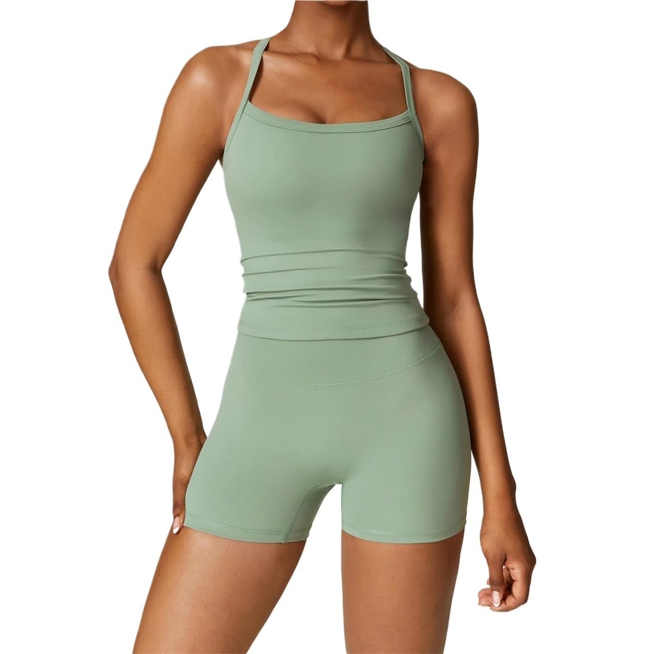 Set da yoga da donna Set da yoga senza cuciture 2 pezzi, abbigliamento sportivo donna, palestra, fitness, manica lunga, top corto a vita alta