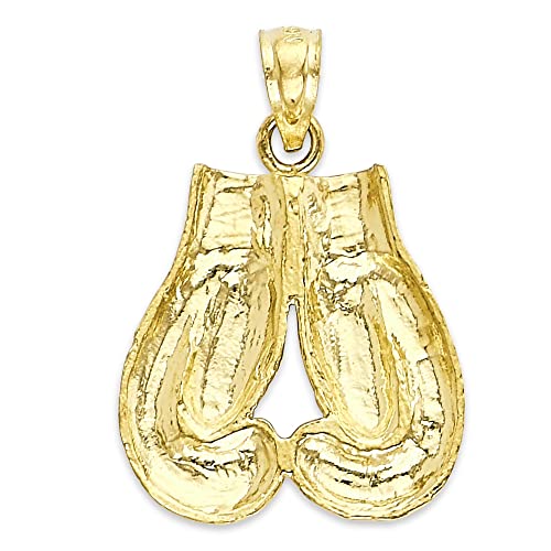 Solid 10k Gold Boxing Gloves Pendant for Necklace Fighter Jewelry Golden Gloves Charm Gifts for Him or Her3