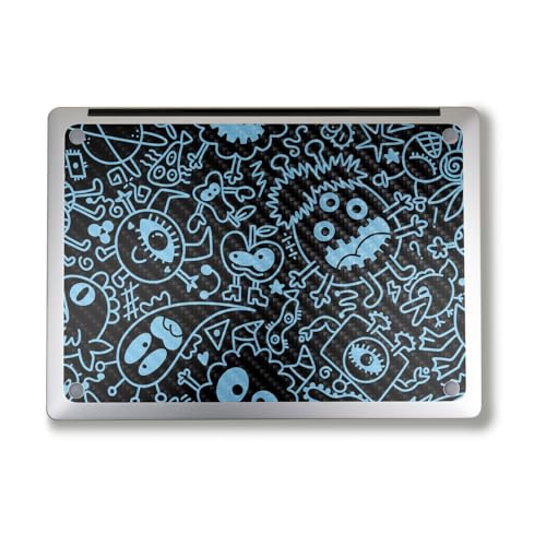 Image of Carbon Fiber Laptop Skin Compatible with Alienware M18 R2 (2024) - Dark Monster Doodles - Premium 3M Vinyl Protective Wrap Decal Cover - Easy to Apply | Crafted in The USA by MightySkins