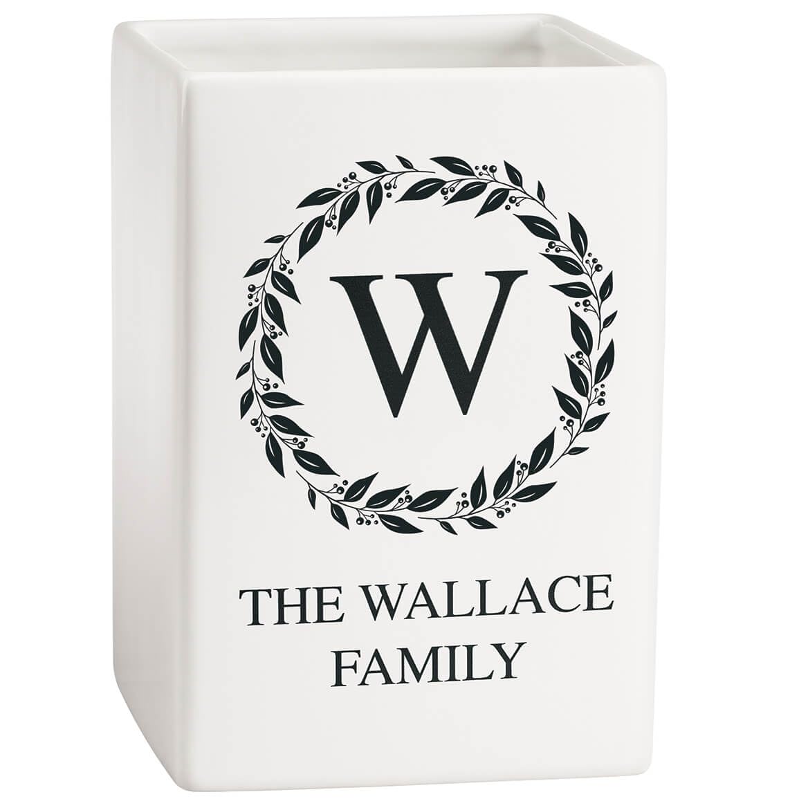 Fox Valley Traders Custom Wreath Initial and Name Square Crock