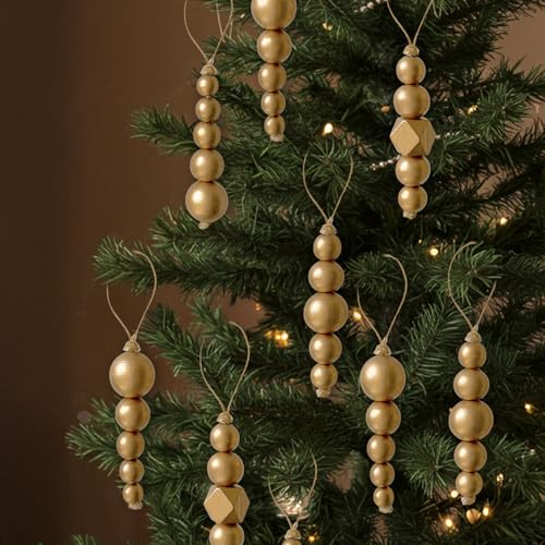 Décorations de sapin de Noël en bois chic pour fêtes boho
