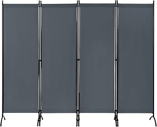 WOLTU Paravent 4 Teilig 224x182 cm Dunkelgrau, Raumteiler Freistehend Trennwand und Klappbar, Sichtschutz Spanische Wand für Innen- und Außenbereich, Ideal für Wohnzimmer, Balkon und Garten