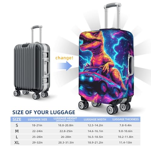 Neon Dinosaur Print Travel Luggage Cover Elastic Baggage Protector Fits 22-24 Inch Luggage4
