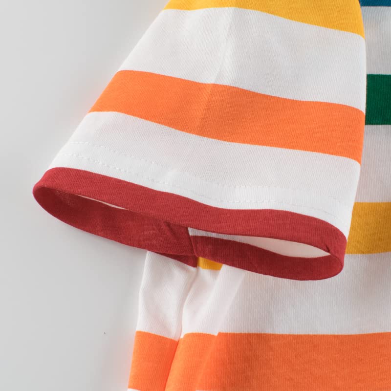 Stripe T Shirt Toddler Boys and Girls Kids Short Sleeve Shirts Rainbow3