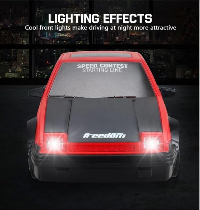 Image of Imports RC Drift Car 1 /24 2.4GHz 4WD Remote Control Sport Racing On-Road Vehicle with LED Light, Batteries and Drift Tires (Style 5)