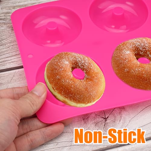 2 Pezzi Stampi Ciambelle Silicone, 6 Cavità φ7,5 cm Stampo Per Ciambelle, Senza BPA, Antiaderente Alimentare Resistente al Calore Stampi Silicone Ciambelle per Ciambelle, Torte, Bagel, Muffin (Rosa) - immagine 5