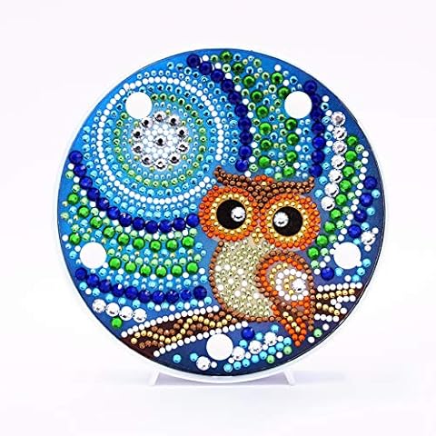 DIY Diamond Painting Lamp with LED Lights Special Shaped Diamond Drawing Children's Night Lights Bedside Night Lights Home Decor Lamp 6.0x6.0inch (Owl B) Cover