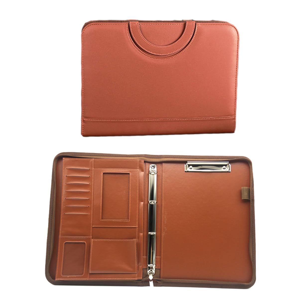 NAMOARLY Professional Business Portfolio A4 Size Pu Leather Zipper Bag Calculator Pen Slots Office Folder