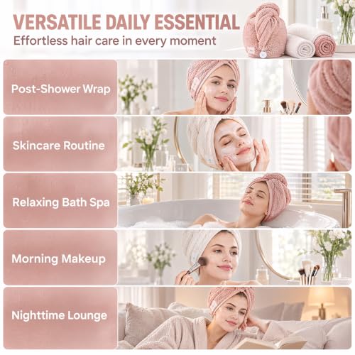 M-bestl Microfiber Hair Towel Wrap with Button - Image 5