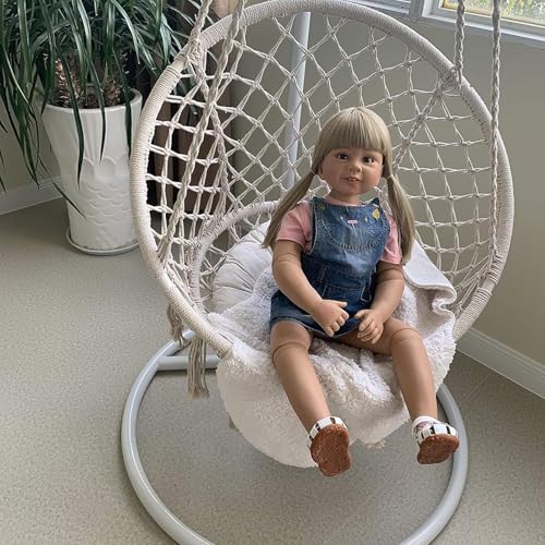 Generisch Reborn Puppe 87CM Riesige Reborn Baby Stehende Kleinkind Mädchen Lebensechte Babypuppen Kugelgelenk Puppe Prinzessin Kleid Langes Haar Kinder Modell Sammlergeschenk – Bild 7