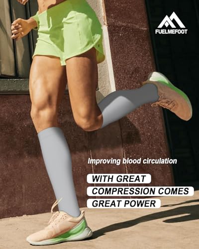 Image of FuelMeFoot 6 Pairs Compression Socks for Women & Men 15-20mmHg Graduated Support Knee High Socks for Nurses, Travel, Athletic
