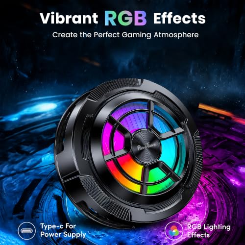 Image of PunnkFunnk Phone Cooler for Gaming, 5000 RPM 7-Blade Fan, RGB Light, Semiconductor Cooling Chip, Type-C Powered, LED Display, Clamp Mount Mobile Cooling Fan for Android & iOS (Black Pro)