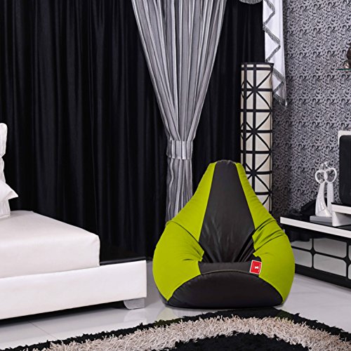Image of Comfy Bean Bags Jumbo Bean Bag Without Fillers Cover (Black and Pea Green)