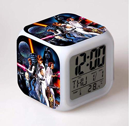 SXWY Reloj Despertador Digital Star Wars, Luces Coloridas Reloj Despertador con Humor Cuarteto Disponible Carga USB Adecuado para Niños Y Niñas Niños,11
