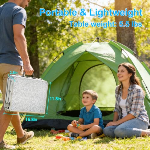 Mesa de Camping Plegable Pequeña YUFIFAIRY, Mesa Portátil de 2 pies, Plateada miniatura 3