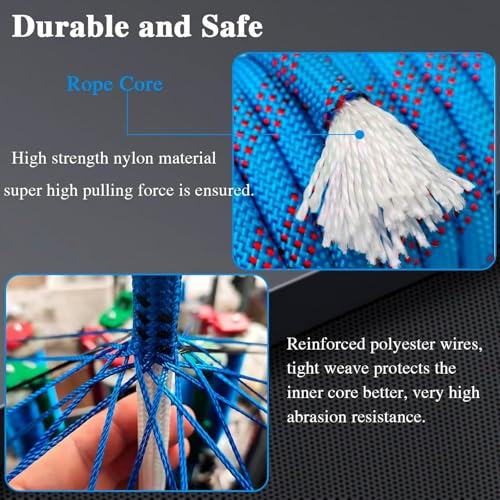 Image of White Tech Premium (10.5mm 10Mtr) Rock Climbing Static Rope Nylon 23 KN Breaking High Strength Industrial Safety Rope, Hiking Climbing Fire Escape Rappelling Mountaineering Construction