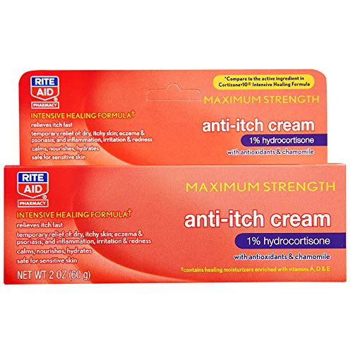 Rite Aid Maximum Strength Anti-Itch Hydrocortisone Cream 1%, 60 g - 2 oz | Itch Relief from Bug Bites, Eczema, Poison Ivy