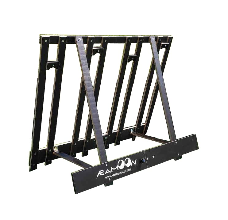 Portabici 4 posti ripiegabile, Per furgone o pavimento. leggero e trasportabile. prodotto artigianale by Ramoon Rampe. bikerack.