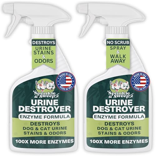 Image of Sprinkle & Sweep: Pet Stain & Odor Enzyme Spray - 32oz, 2 Pack - No Scrubbing Concentrated Formula, Dog & Cat Urine Destroyer, Carpet Spot Cleaning