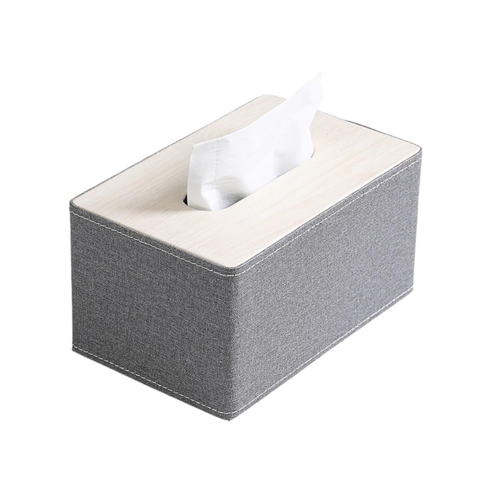 Tissue Holder Dispenser Fabric Tissue Box Square Clashing Colour for Home Hotel Toilet Desktop for Living Room(Gris)