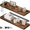 QEEIG Floating Shelves for Wall 23.6″ Long – Wall Mounted Shelf Bathroom Kitchen Living Room Bedroom Farmhouse Home Decor Display Bookshelf Set of 2, Rustic Brown (008-60BN)